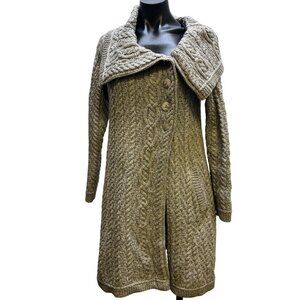 Blarney Woolen Mills Cable Knit Cardigan Sweater Gray S